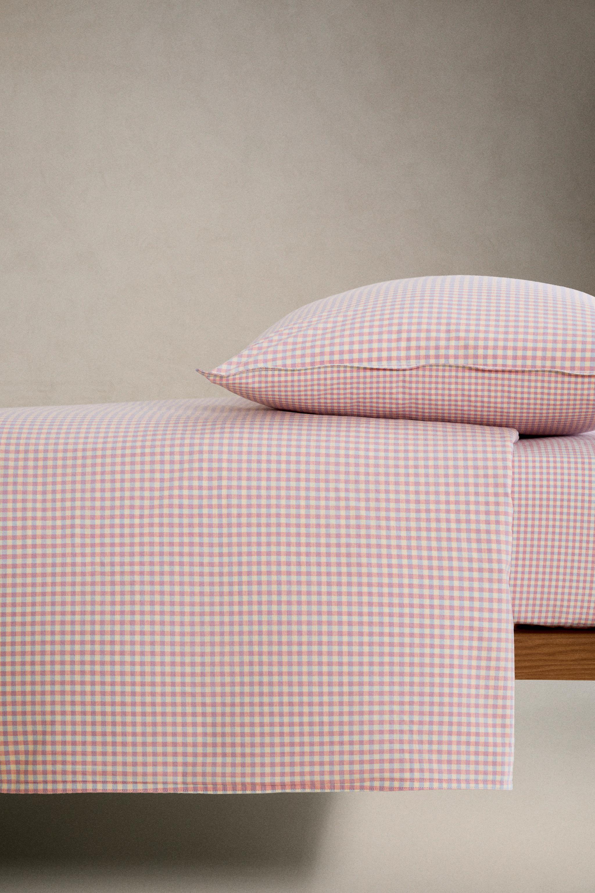 KIDS' GINGHAM COTTON FITTED SHEET